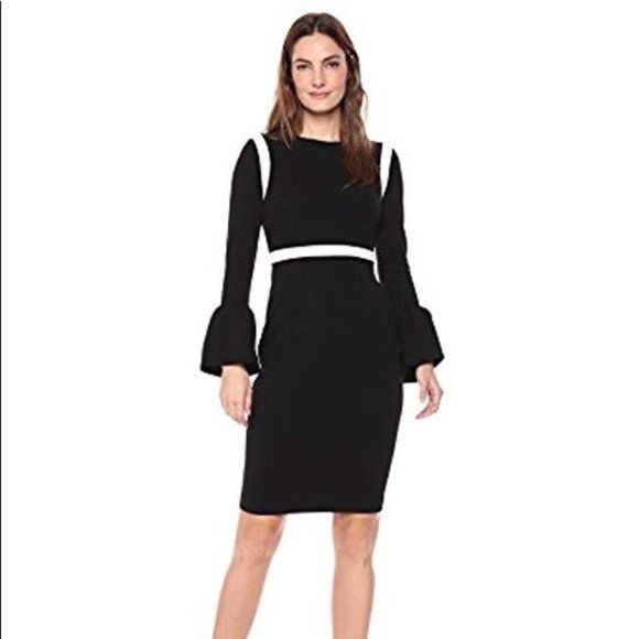 Calvin Klein Dresses & Skirts - Calvin Klein Black Long Bell Sleeve Shift Dress